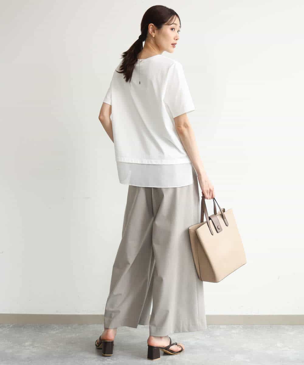 FKLJD34160 MK MICHEL KLEIN(MK ミッシェルクラン) [洗える]ストレートワイドパンツ(チェック・無地) ダークグレー（チェック）