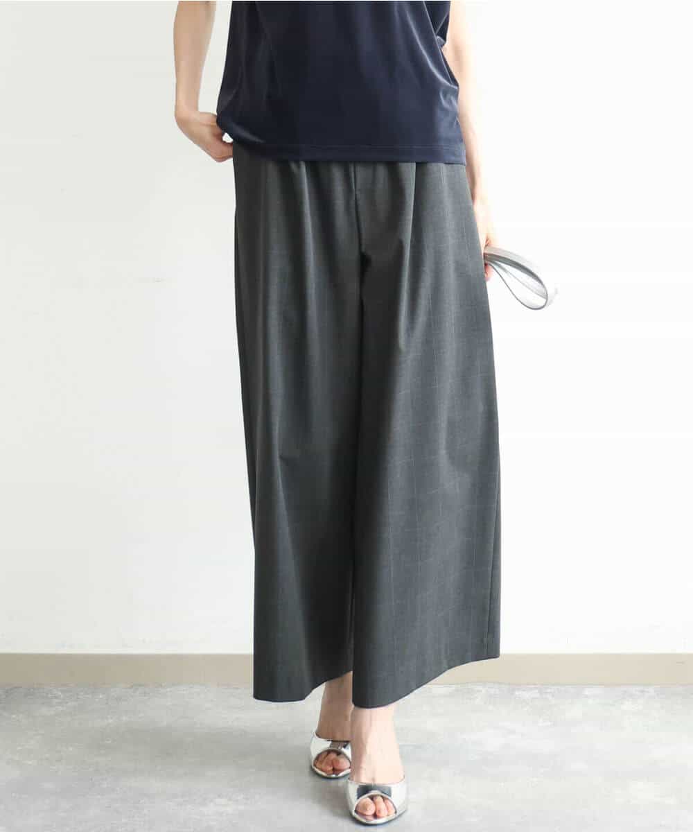 FKLJD34160 MK MICHEL KLEIN(MK ミッシェルクラン) [洗える]ストレートワイドパンツ(チェック・無地) ダークグレー（チェック）