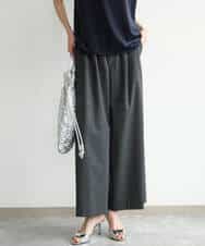 FKLJD34160 MK MICHEL KLEIN(MK ミッシェルクラン) [洗える]ストレートワイドパンツ(チェック・無地) ダークグレー（チェック）