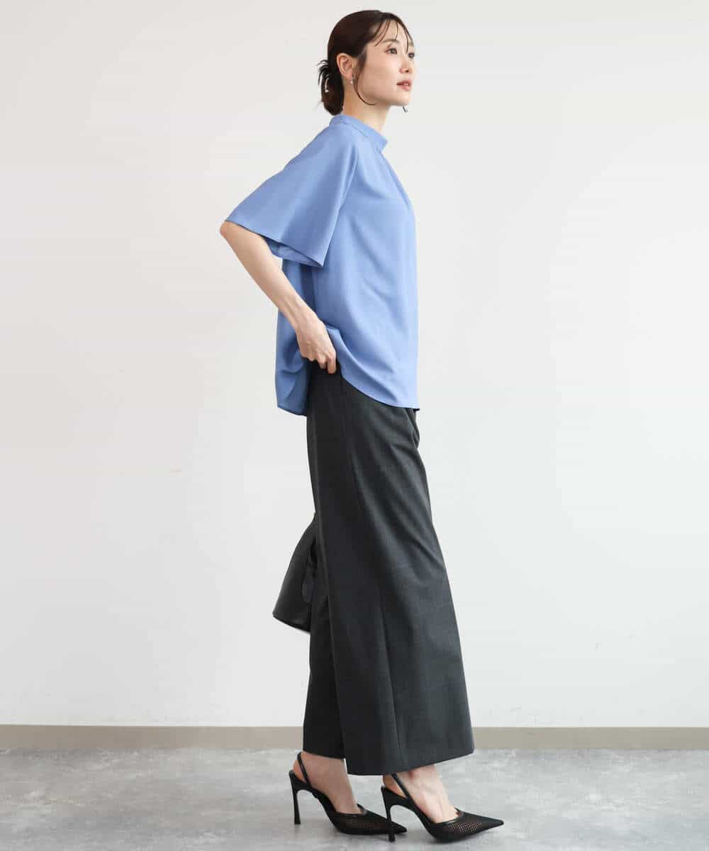 FKLJD34160 MK MICHEL KLEIN(MK ミッシェルクラン) [洗える]ストレートワイドパンツ(チェック・無地) ダークグレー（チェック）