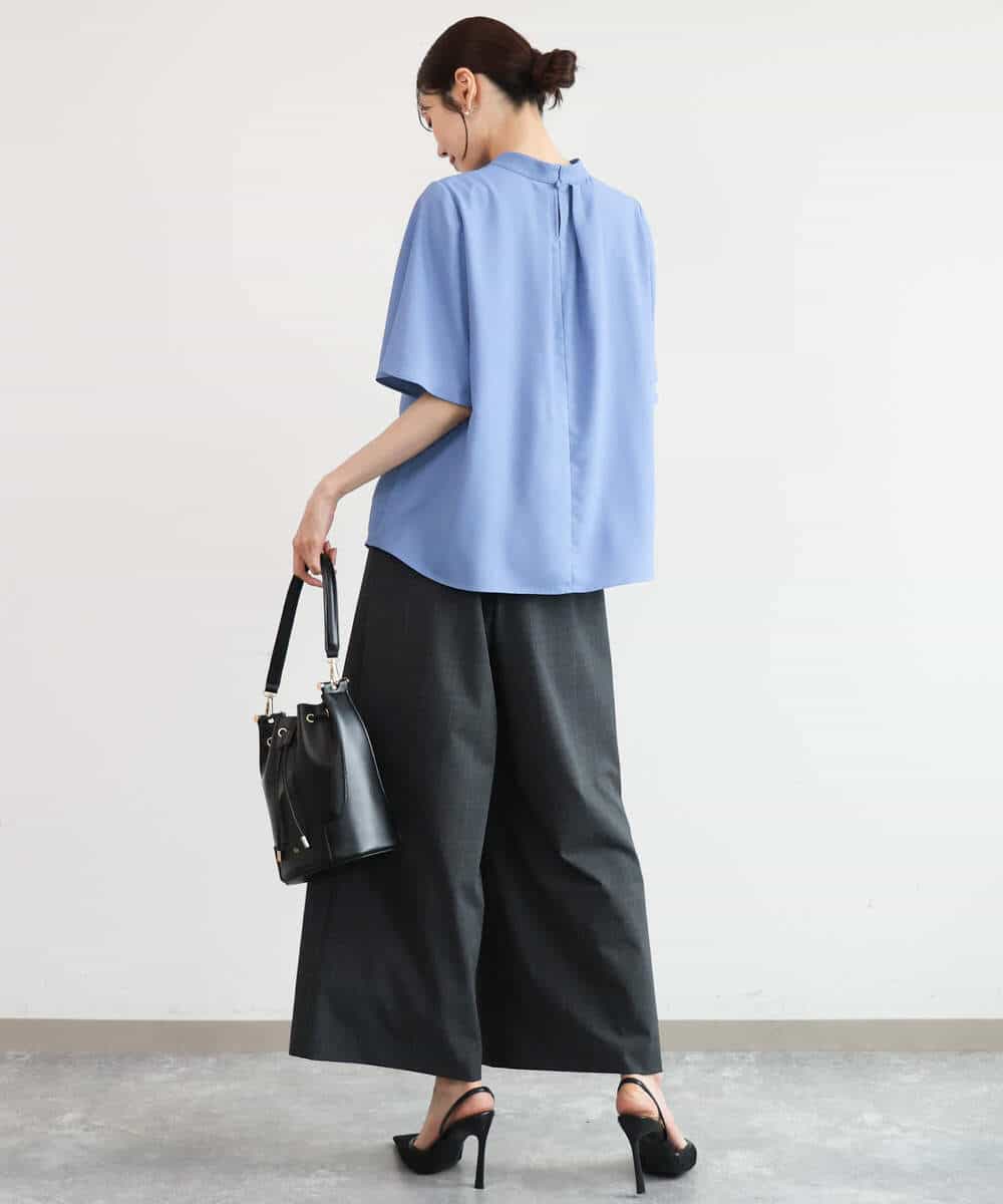 FKLJD34160 MK MICHEL KLEIN(MK ミッシェルクラン) [洗える]ストレートワイドパンツ(チェック・無地) ダークグレー（チェック）