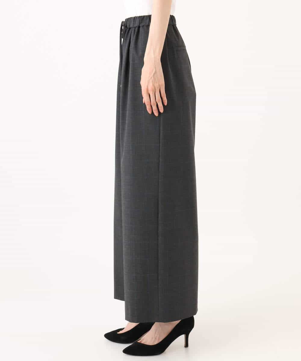 FKLJD34160 MK MICHEL KLEIN(MK ミッシェルクラン) [洗える]ストレートワイドパンツ(チェック・無地) ダークグレー（チェック）