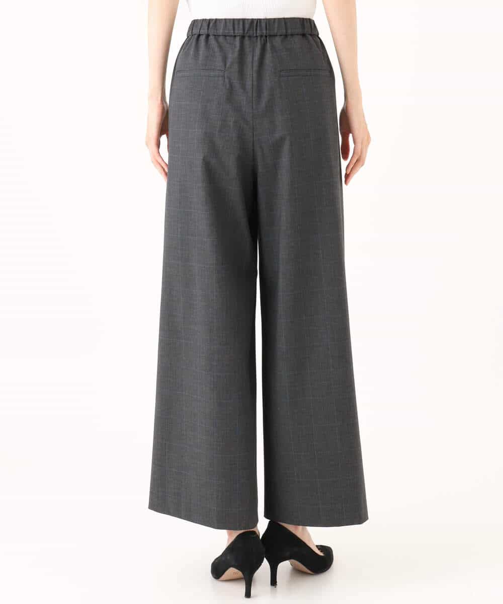 FKLJD34160 MK MICHEL KLEIN(MK ミッシェルクラン) [洗える]ストレートワイドパンツ(チェック・無地) ダークグレー（チェック）