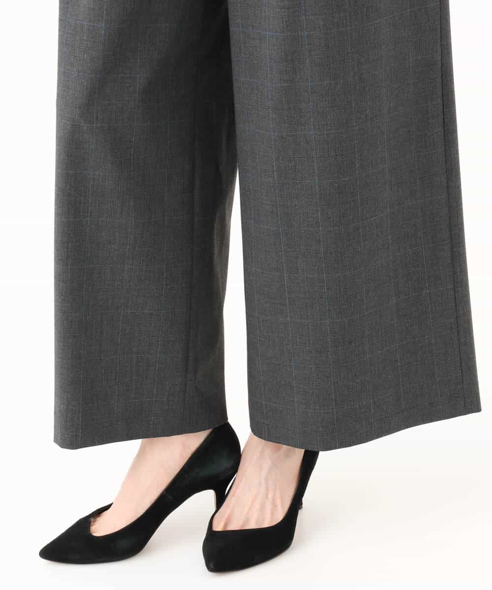 FKLJD34160 MK MICHEL KLEIN(MK ミッシェルクラン) [洗える]ストレートワイドパンツ(チェック・無地) ダークグレー（チェック）