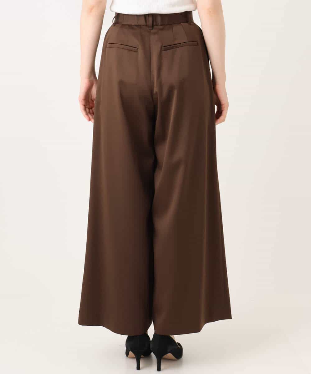 FKLJD40180 MK MICHEL KLEIN(MK ミッシェルクラン) [洗える]サテンストレッチワイドパンツ ブラウン