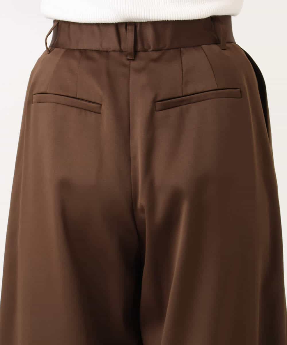 FKLJD40180 MK MICHEL KLEIN(MK ミッシェルクラン) [洗える]サテンストレッチワイドパンツ ブラウン