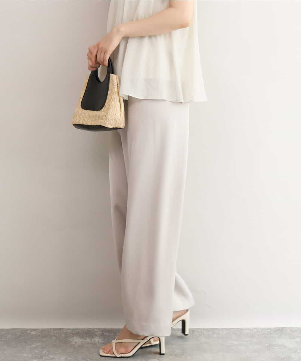 FKLJD71150 MK MICHEL KLEIN(MK ミッシェルクラン) [接触冷感/洗える]リラクシーサテンワイドパンツ グレージュ