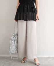 FKLJD71150 MK MICHEL KLEIN(MK ミッシェルクラン) [接触冷感/洗える]リラクシーサテンワイドパンツ ブラウン