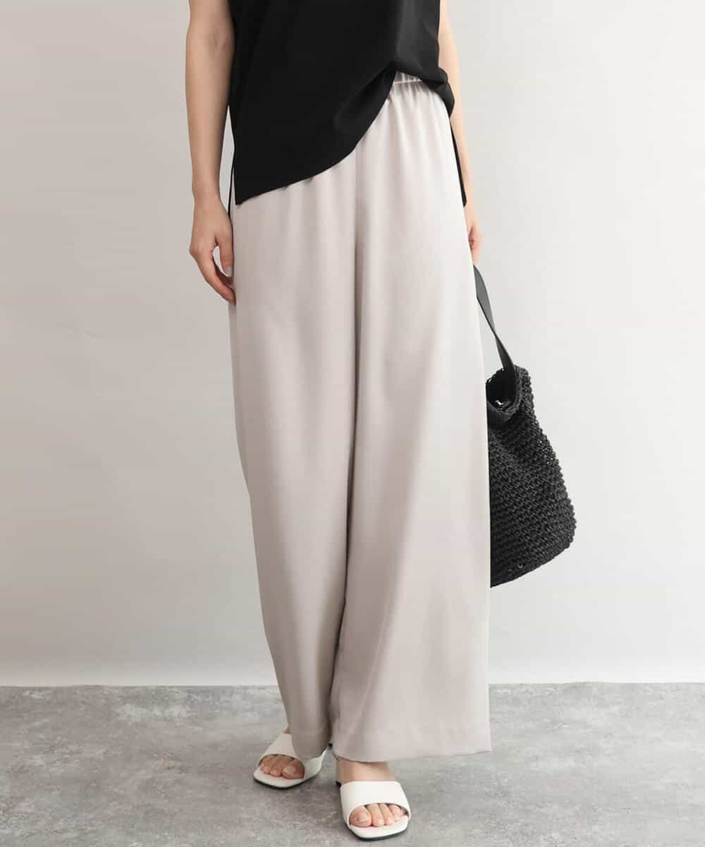 FKLJD71150 MK MICHEL KLEIN(MK ミッシェルクラン) [接触冷感/洗える]リラクシーサテンワイドパンツ ブラウン