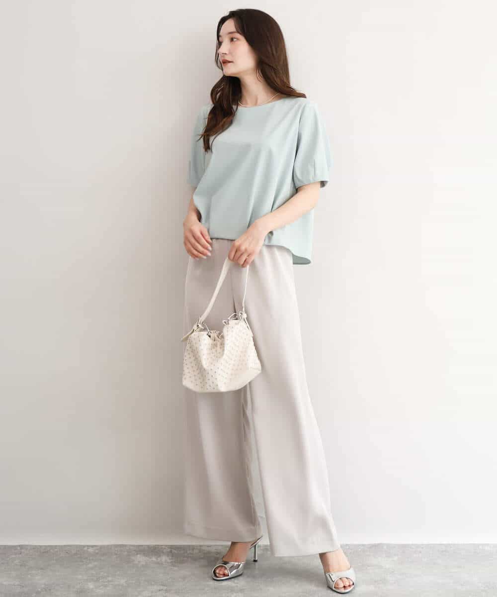 FKLJD71150 MK MICHEL KLEIN(MK ミッシェルクラン) [接触冷感/洗える]リラクシーサテンワイドパンツ ブラウン