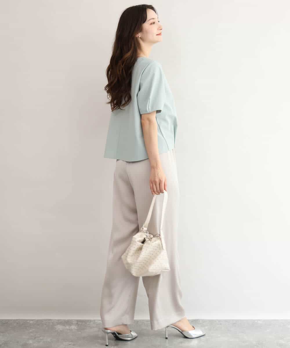 FKLJD71150 MK MICHEL KLEIN(MK ミッシェルクラン) [接触冷感/洗える]リラクシーサテンワイドパンツ ブラウン