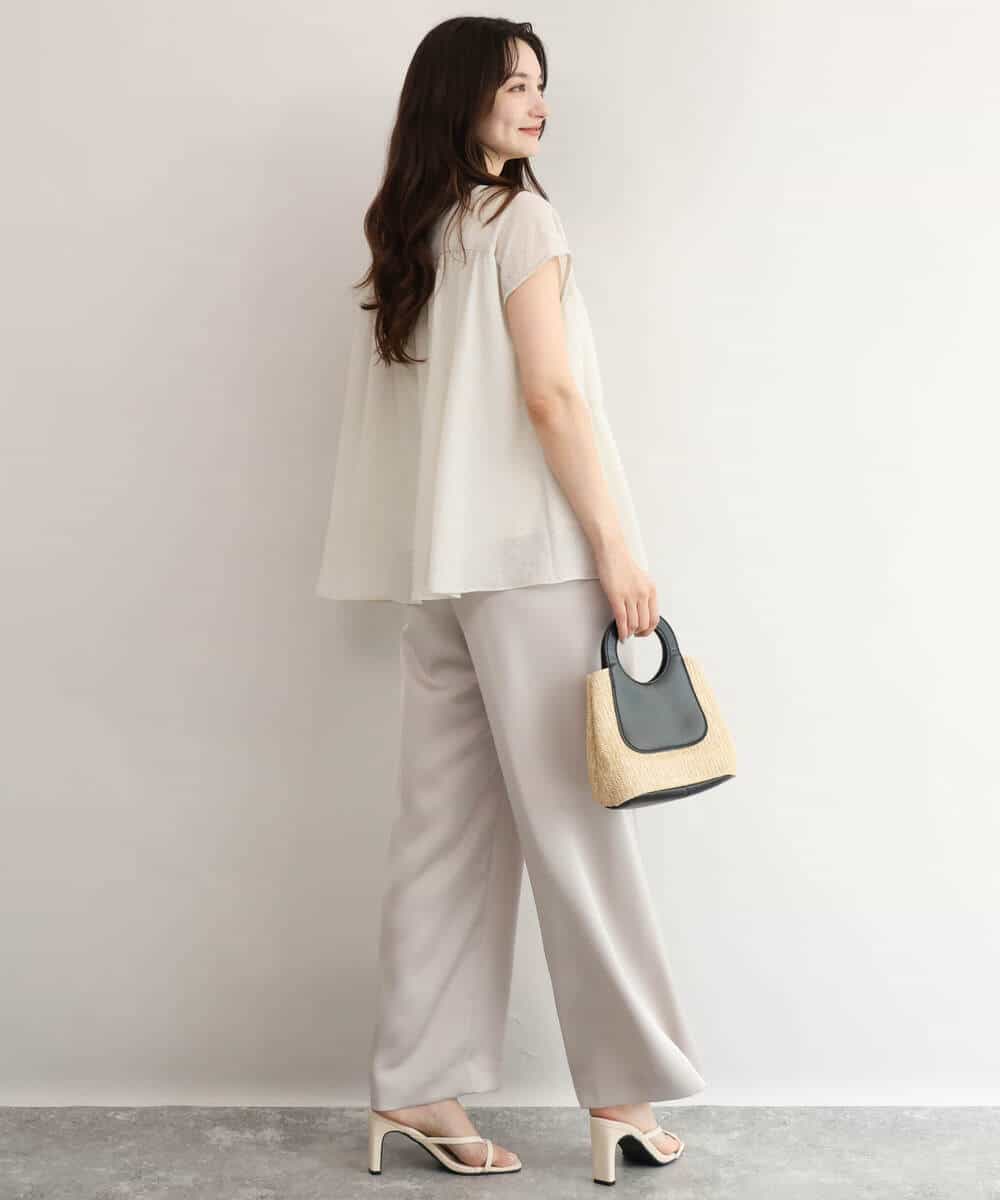 FKLJD71150 MK MICHEL KLEIN(MK ミッシェルクラン) [接触冷感/洗える]リラクシーサテンワイドパンツ ブラウン