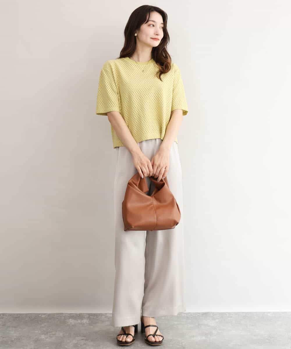 FKLJD71150 MK MICHEL KLEIN(MK ミッシェルクラン) [接触冷感/洗える]リラクシーサテンワイドパンツ ブラウン