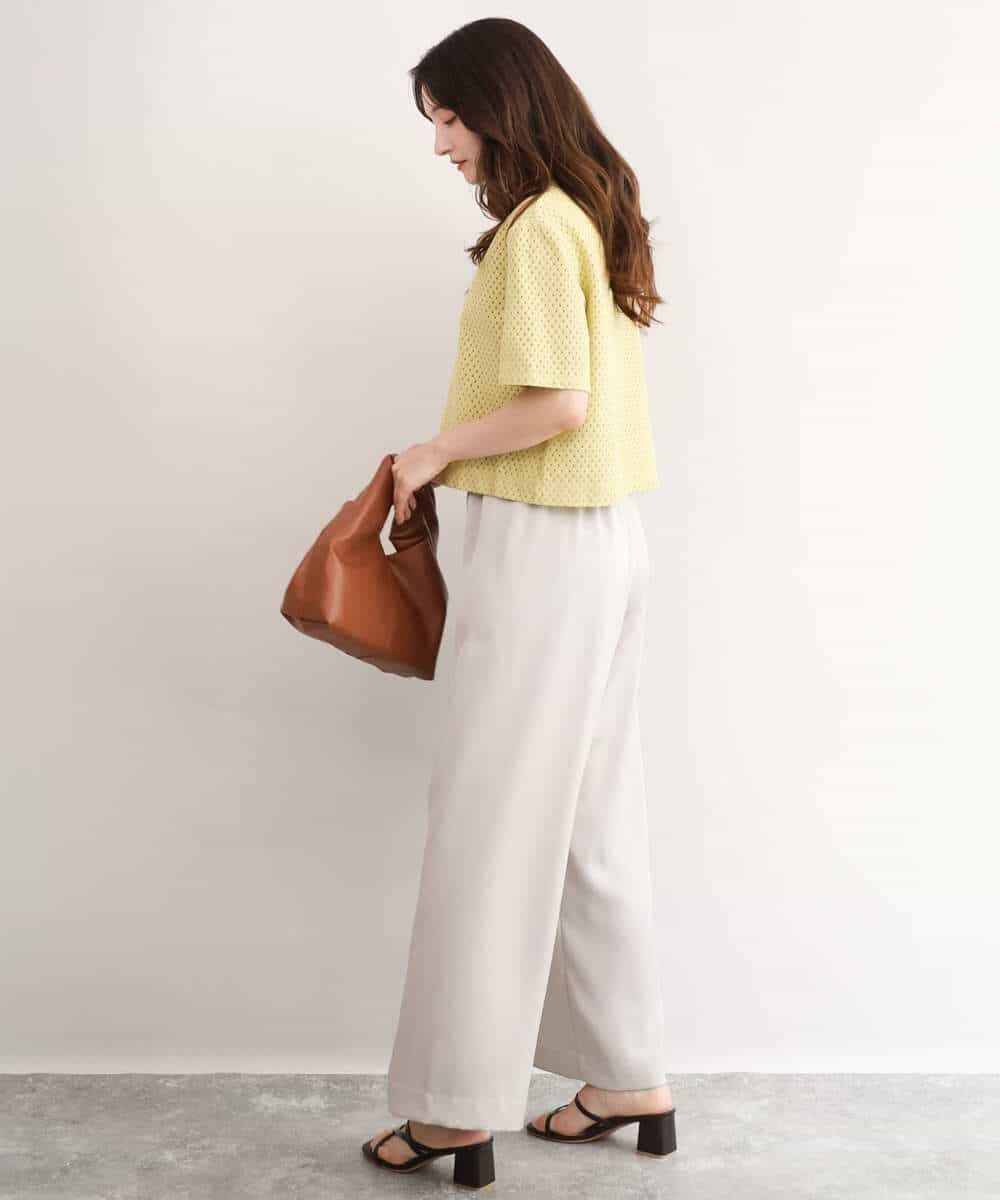 FKLJD71150 MK MICHEL KLEIN(MK ミッシェルクラン) [接触冷感/洗える]リラクシーサテンワイドパンツ ブラウン