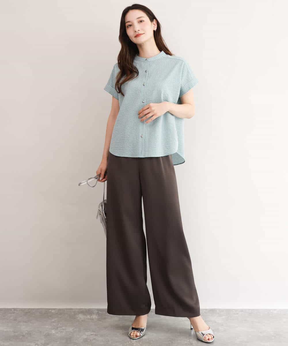 FKLJD71150 MK MICHEL KLEIN(MK ミッシェルクラン) [接触冷感/洗える]リラクシーサテンワイドパンツ ブラウン