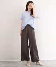 FKLJD71150 MK MICHEL KLEIN(MK ミッシェルクラン) [接触冷感/洗える]リラクシーサテンワイドパンツ ブラウン