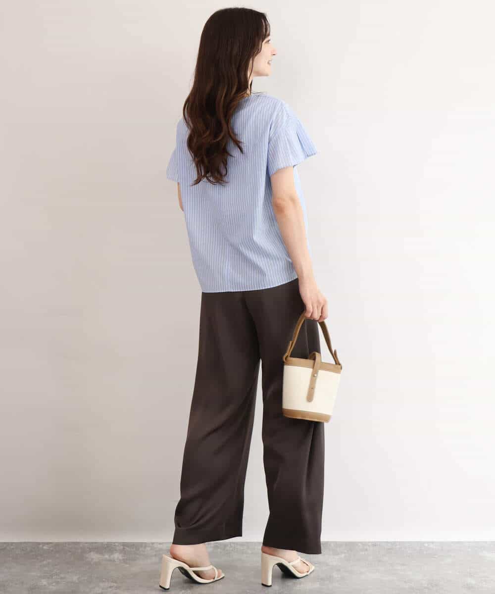 FKLJD71150 MK MICHEL KLEIN(MK ミッシェルクラン) [接触冷感/洗える]リラクシーサテンワイドパンツ ブラウン