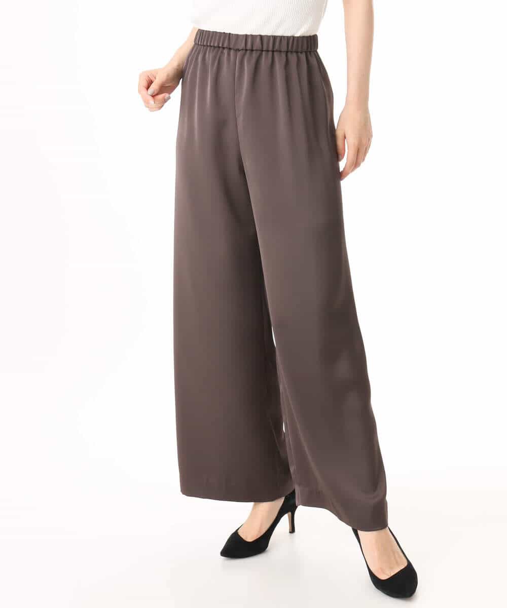 FKLJD71150 MK MICHEL KLEIN(MK ミッシェルクラン) [接触冷感/洗える]リラクシーサテンワイドパンツ ブラウン