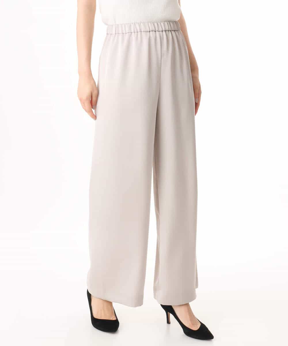 FKLJD71150 MK MICHEL KLEIN(MK ミッシェルクラン) [接触冷感/洗える]リラクシーサテンワイドパンツ ブラウン