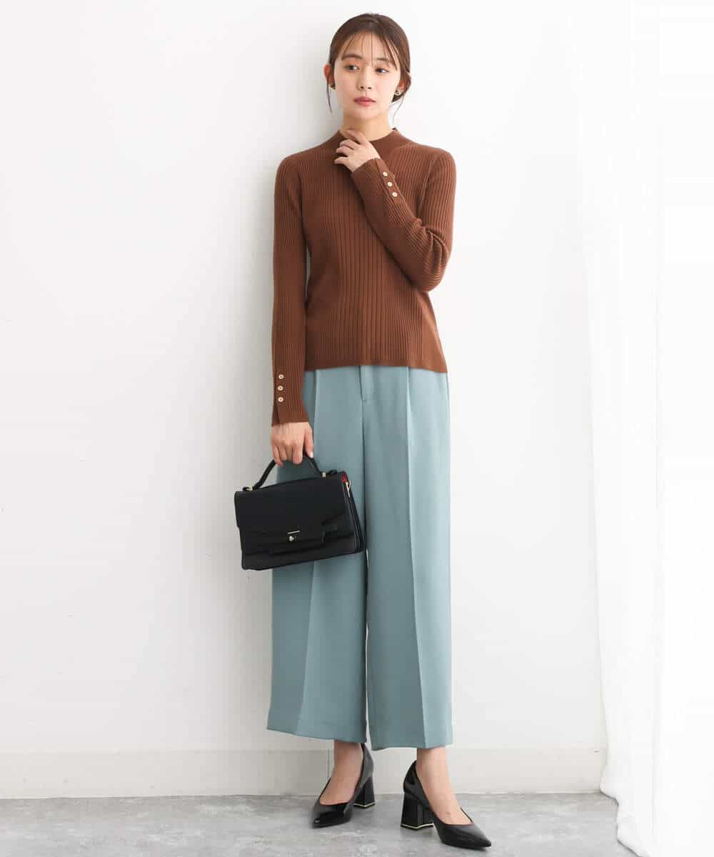 FKLJS30160 MK MICHEL KLEIN(MK ミッシェルクラン) ワイドクロップドパンツ/洗える ミント