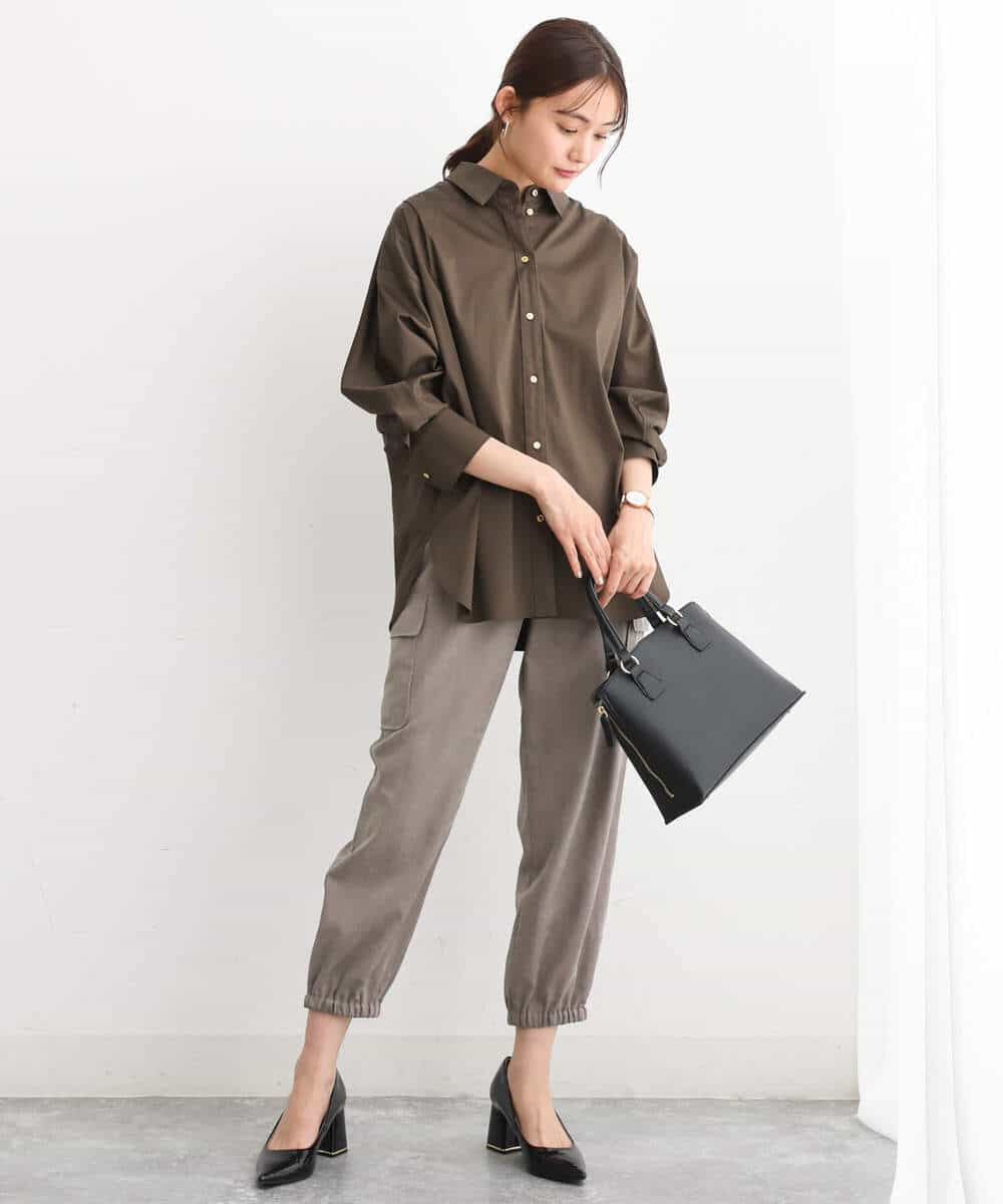 FKLJS32160 MK MICHEL KLEIN(MK ミッシェルクラン) 微起毛カーゴパンツ/洗える モカ