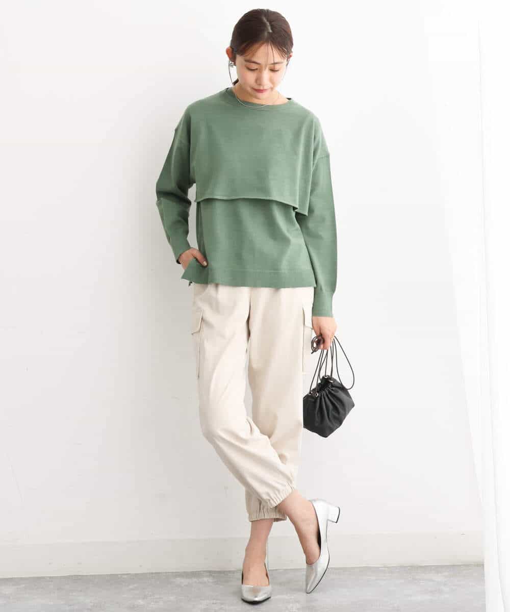 FKLJS32160 MK MICHEL KLEIN(MK ミッシェルクラン) 微起毛カーゴパンツ/洗える モカ