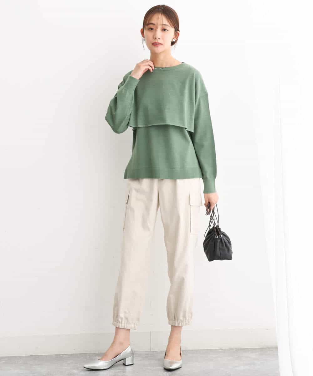 FKLJS32160 MK MICHEL KLEIN(MK ミッシェルクラン) 微起毛カーゴパンツ/洗える モカ