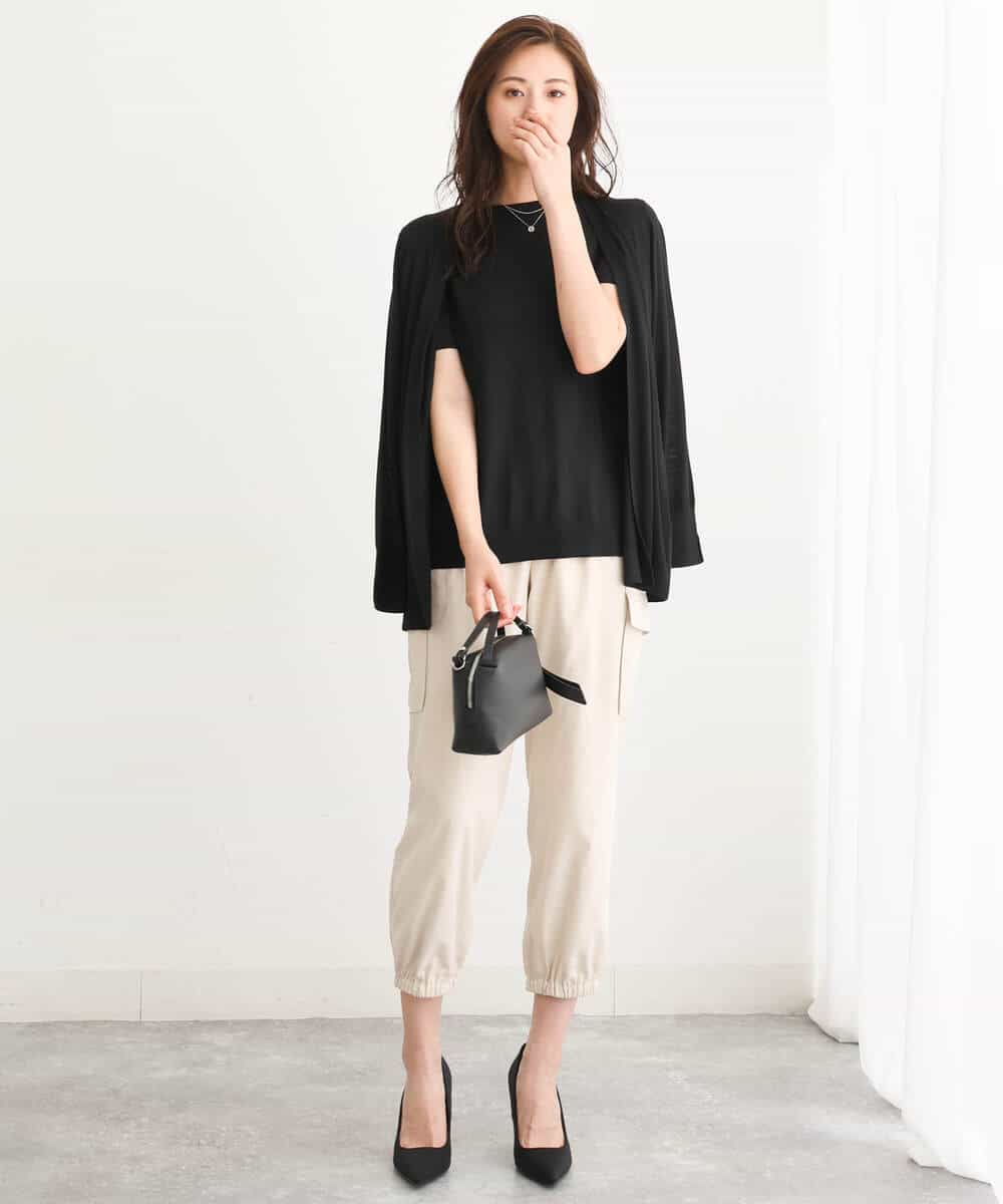 FKLJS32160 MK MICHEL KLEIN(MK ミッシェルクラン) 微起毛カーゴパンツ/洗える モカ