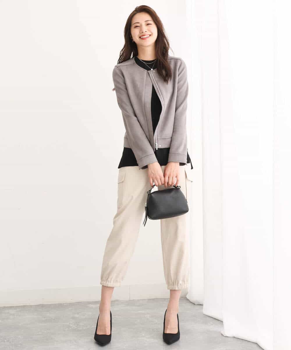 FKLJS32160 MK MICHEL KLEIN(MK ミッシェルクラン) 微起毛カーゴパンツ/洗える モカ