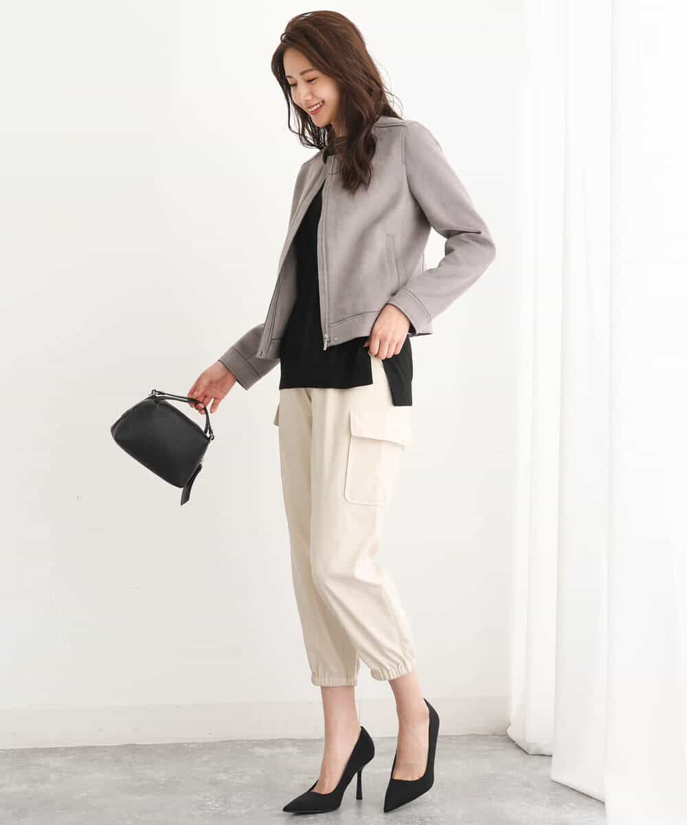 FKLJS32160 MK MICHEL KLEIN(MK ミッシェルクラン) 微起毛カーゴパンツ/洗える モカ