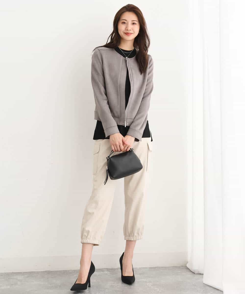 FKLJS32160 MK MICHEL KLEIN(MK ミッシェルクラン) 微起毛カーゴパンツ/洗える モカ