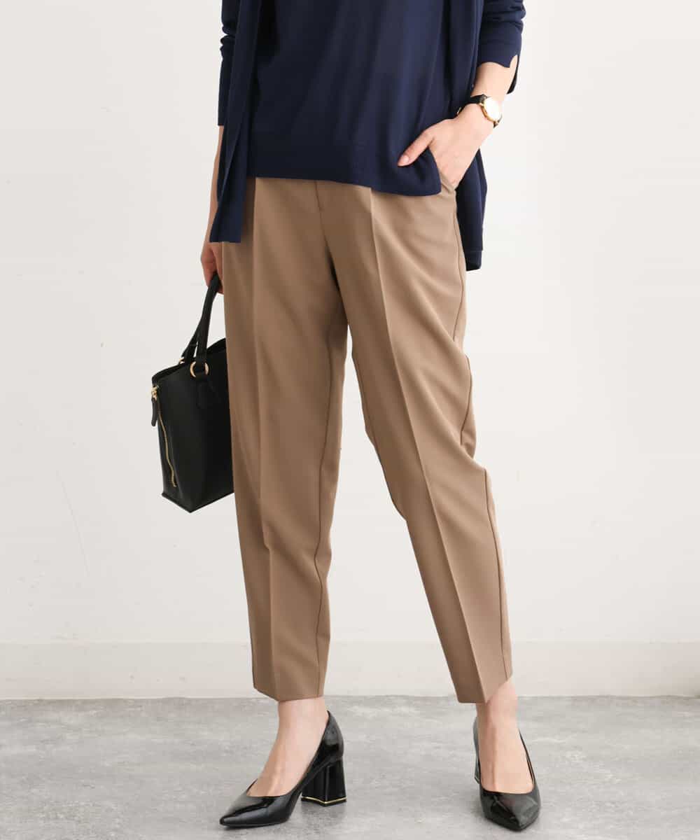 FKLJS34150 MK MICHEL KLEIN(MK ミッシェルクラン) ドロストテーパードパンツ/洗える モカ