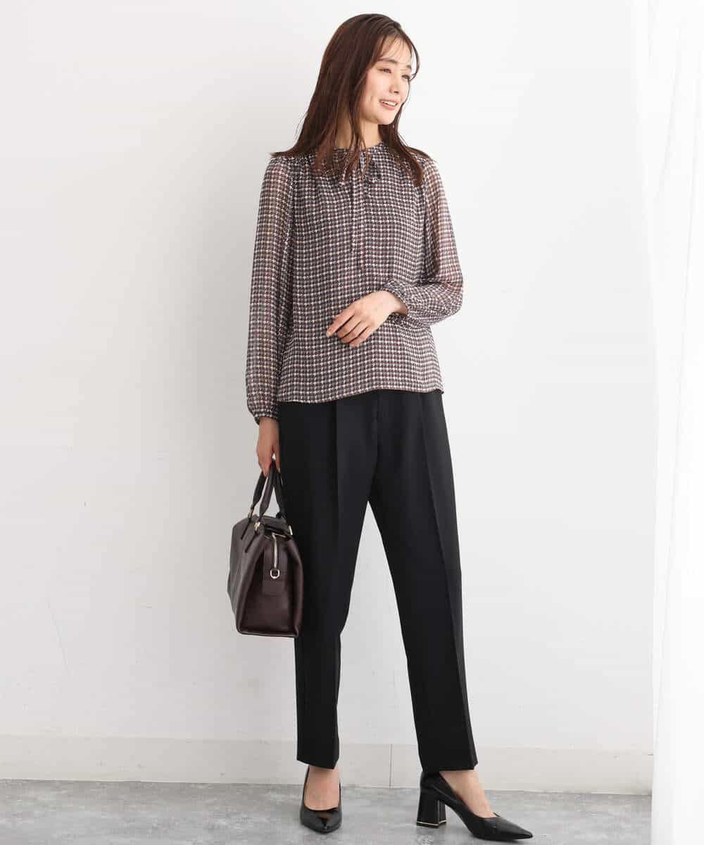 FKLJS34150 MK MICHEL KLEIN(MK ミッシェルクラン) ドロストテーパードパンツ/洗える モカ
