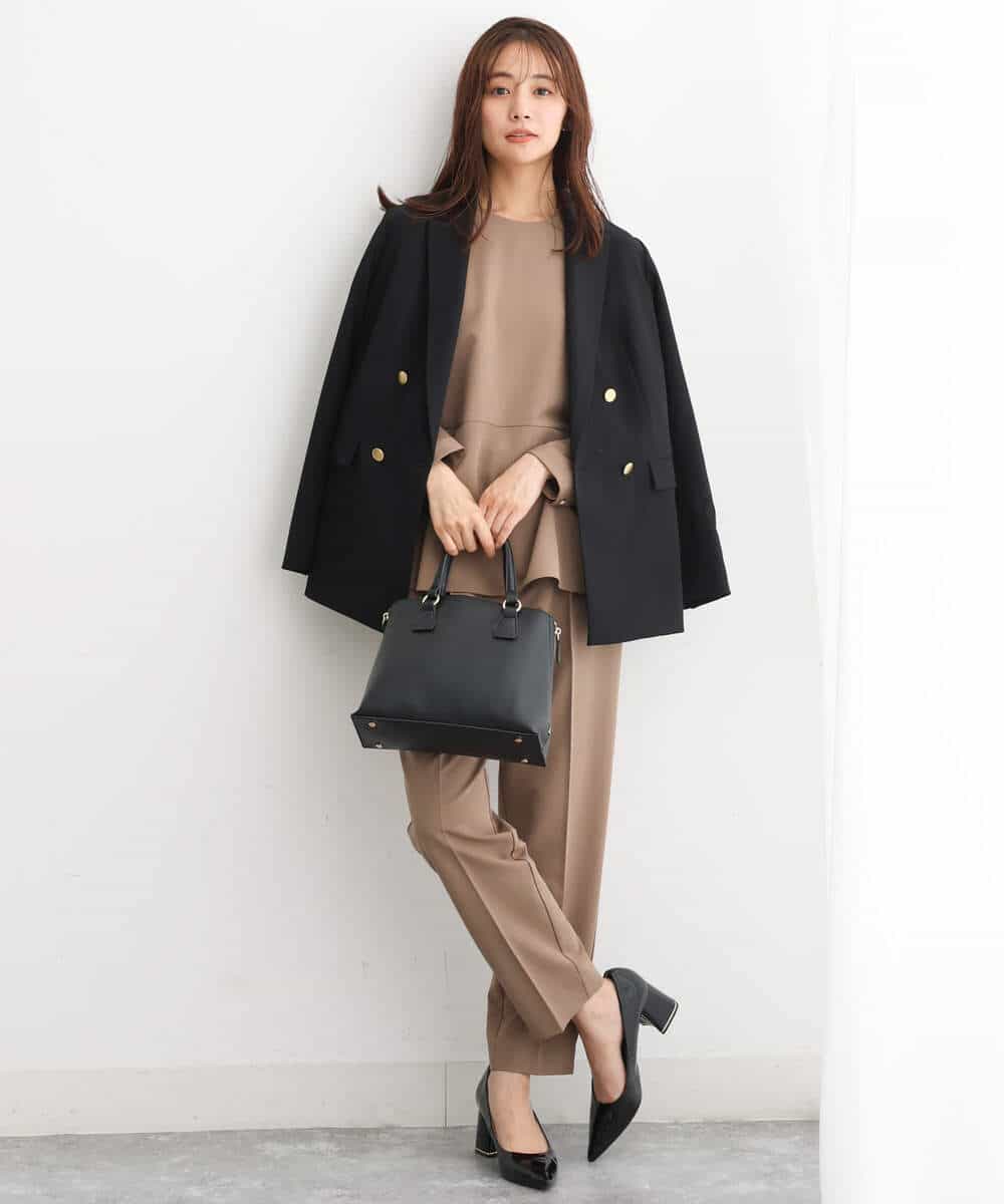 FKLJS34150 MK MICHEL KLEIN(MK ミッシェルクラン) ドロストテーパードパンツ/洗える モカ