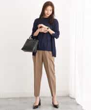 FKLJS34150 MK MICHEL KLEIN(MK ミッシェルクラン) ドロストテーパードパンツ/洗える モカ