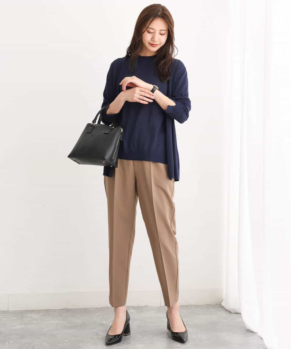 FKLJS34150 MK MICHEL KLEIN(MK ミッシェルクラン) ドロストテーパードパンツ/洗える モカ