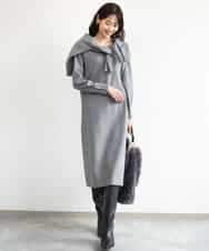 FKPAG43200 MK MICHEL KLEIN(MK ミッシェルクラン) [洗える]Vネックニットワンピース グレー
