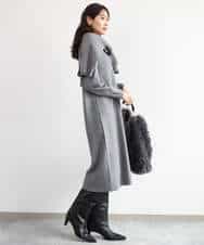 FKPAG43200 MK MICHEL KLEIN(MK ミッシェルクラン) [洗える]Vネックニットワンピース グレー