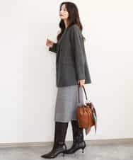 FKPAG43200 MK MICHEL KLEIN(MK ミッシェルクラン) [洗える]Vネックニットワンピース グレー