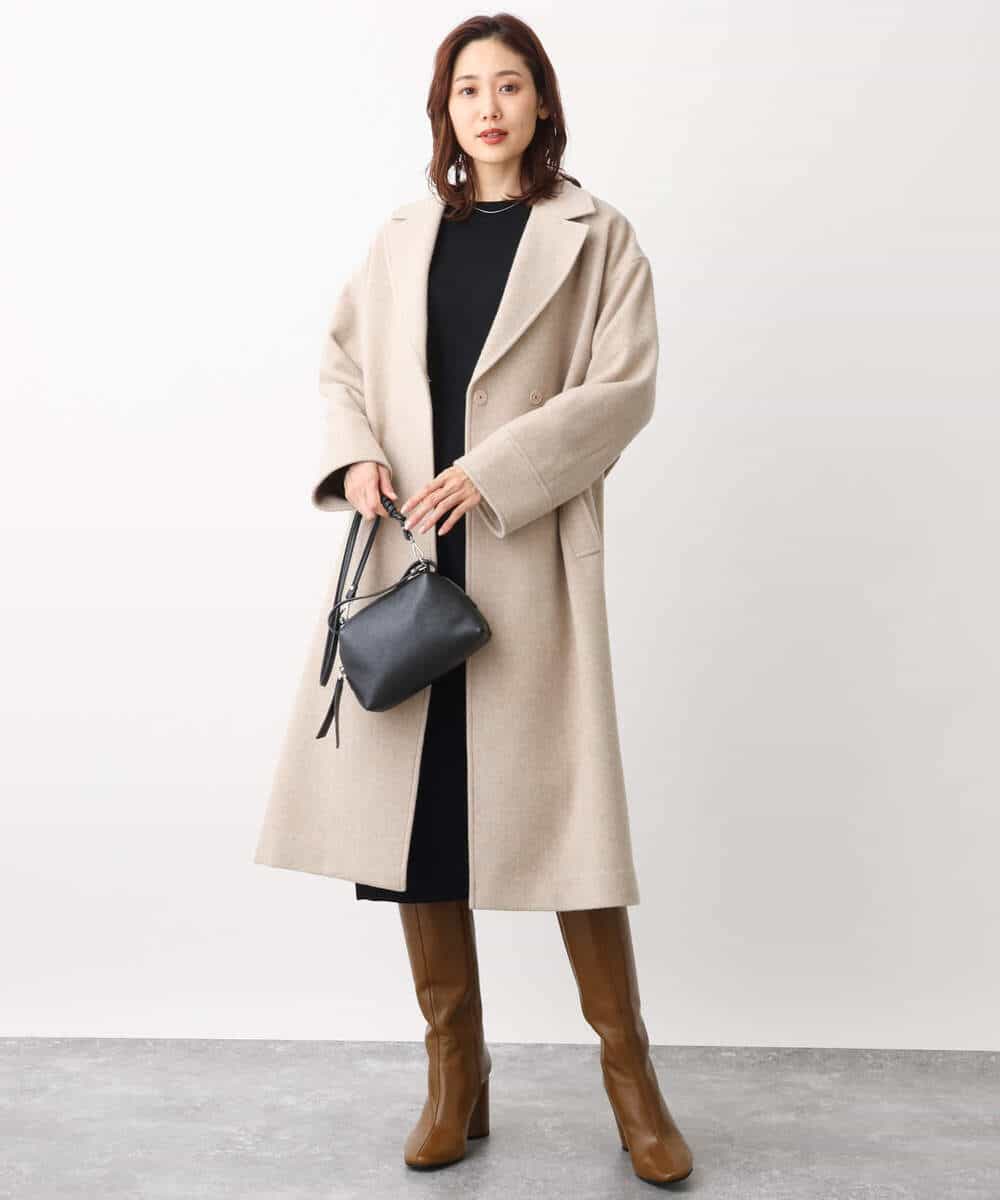 FKPAV09170 MK MICHEL KLEIN(MK ミッシェルクラン) バックパール調デザインニットワンピース/洗える グレー