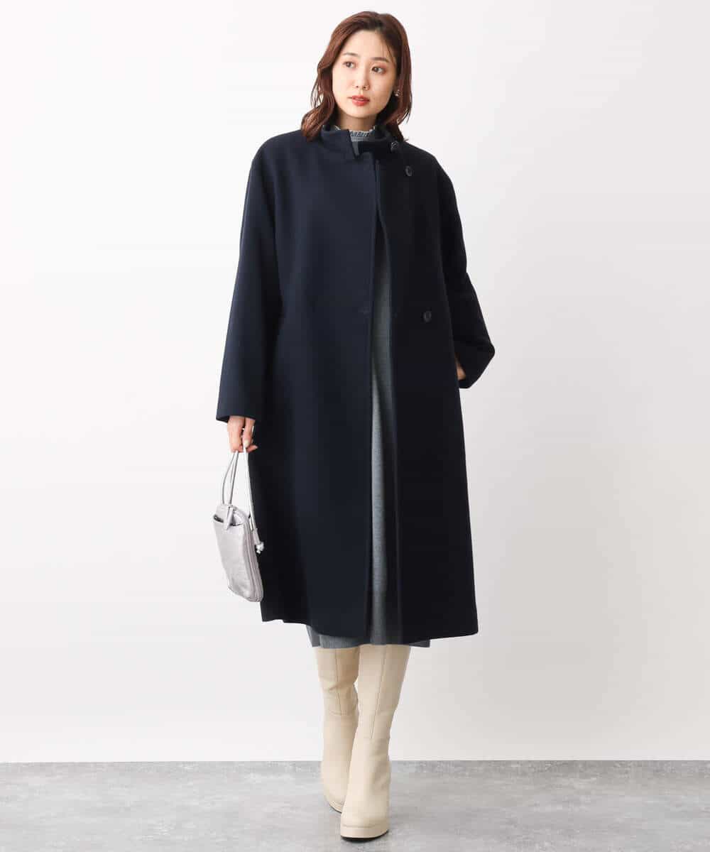 FKPAV09170 MK MICHEL KLEIN(MK ミッシェルクラン) バックパール調デザインニットワンピース/洗える グレー