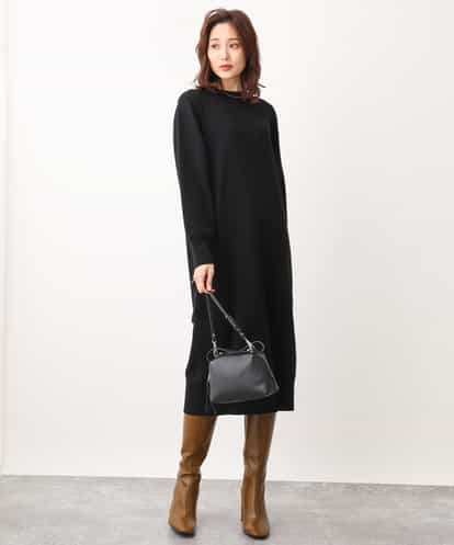 FKPAV09170 MK MICHEL KLEIN バックパール調デザインニットワンピース/洗える