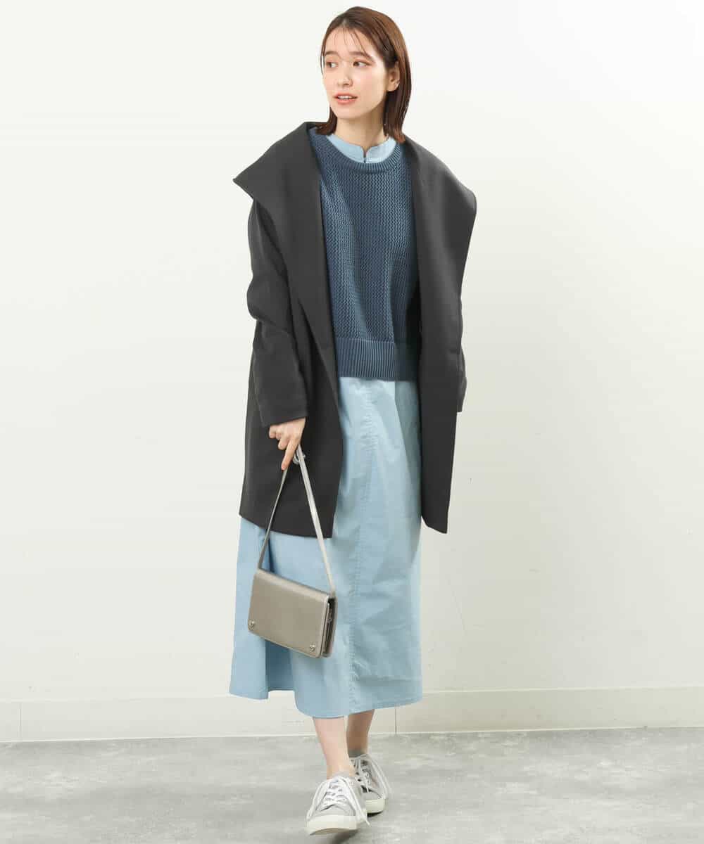 FKPFS02190 MK MICHEL KLEIN(MK ミッシェルクラン) メッシュ編みニットベスト×シャツワンピース/洗える ホワイト