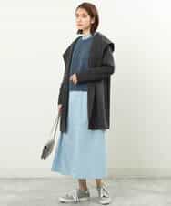 FKPFS02190 MK MICHEL KLEIN(MK ミッシェルクラン) メッシュ編みニットベスト×シャツワンピース/洗える ホワイト