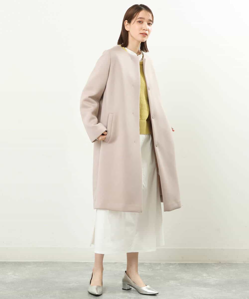 FKPFS02190 MK MICHEL KLEIN(MK ミッシェルクラン) メッシュ編みニットベスト×シャツワンピース/洗える ホワイト