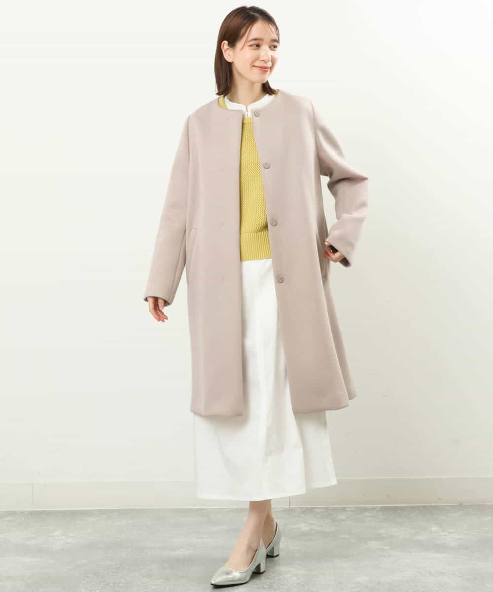 FKPFS02190 MK MICHEL KLEIN(MK ミッシェルクラン) メッシュ編みニットベスト×シャツワンピース/洗える ホワイト