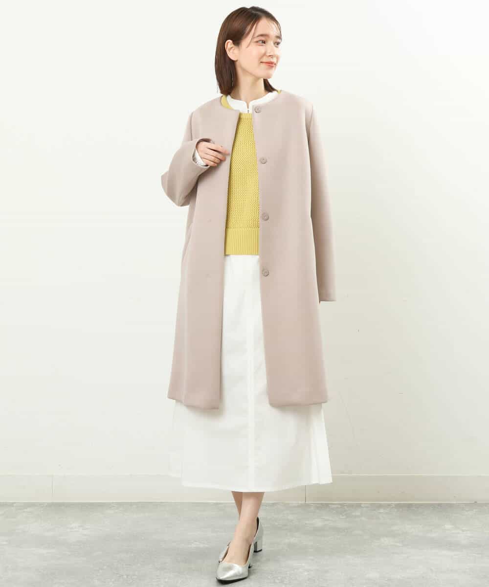 FKPFS02190 MK MICHEL KLEIN(MK ミッシェルクラン) メッシュ編みニットベスト×シャツワンピース/洗える ホワイト