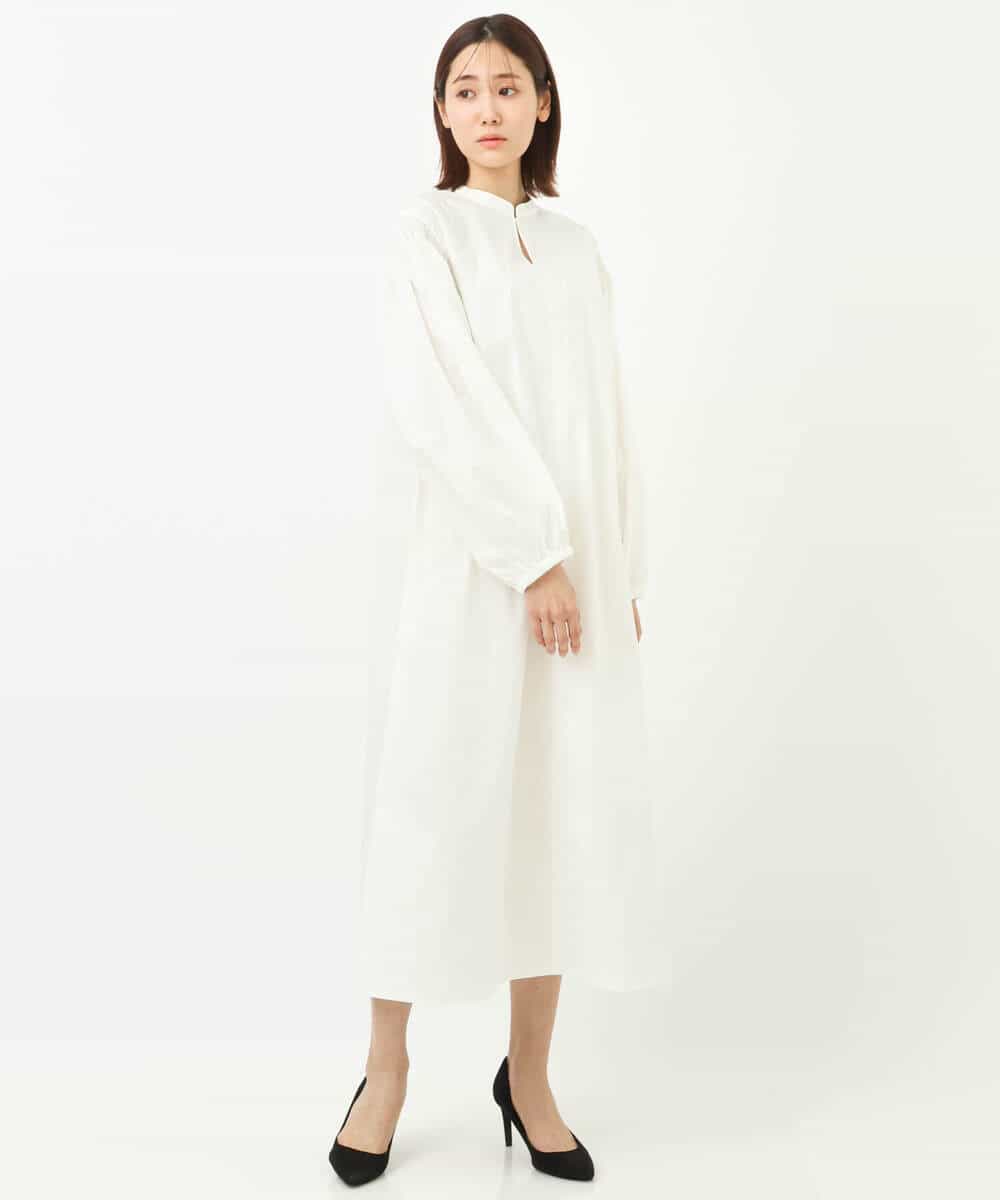 FKPFS02190 MK MICHEL KLEIN(MK ミッシェルクラン) メッシュ編みニットベスト×シャツワンピース/洗える ホワイト