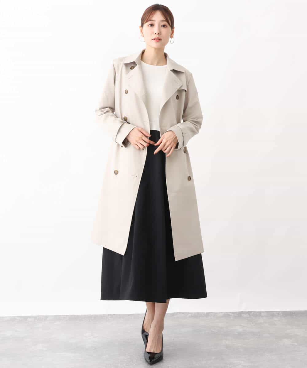 FKPFV11190 MK MICHEL KLEIN(MK ミッシェルクラン) ニット×タフタコンビワンピース/洗える ホワイト×ブラック