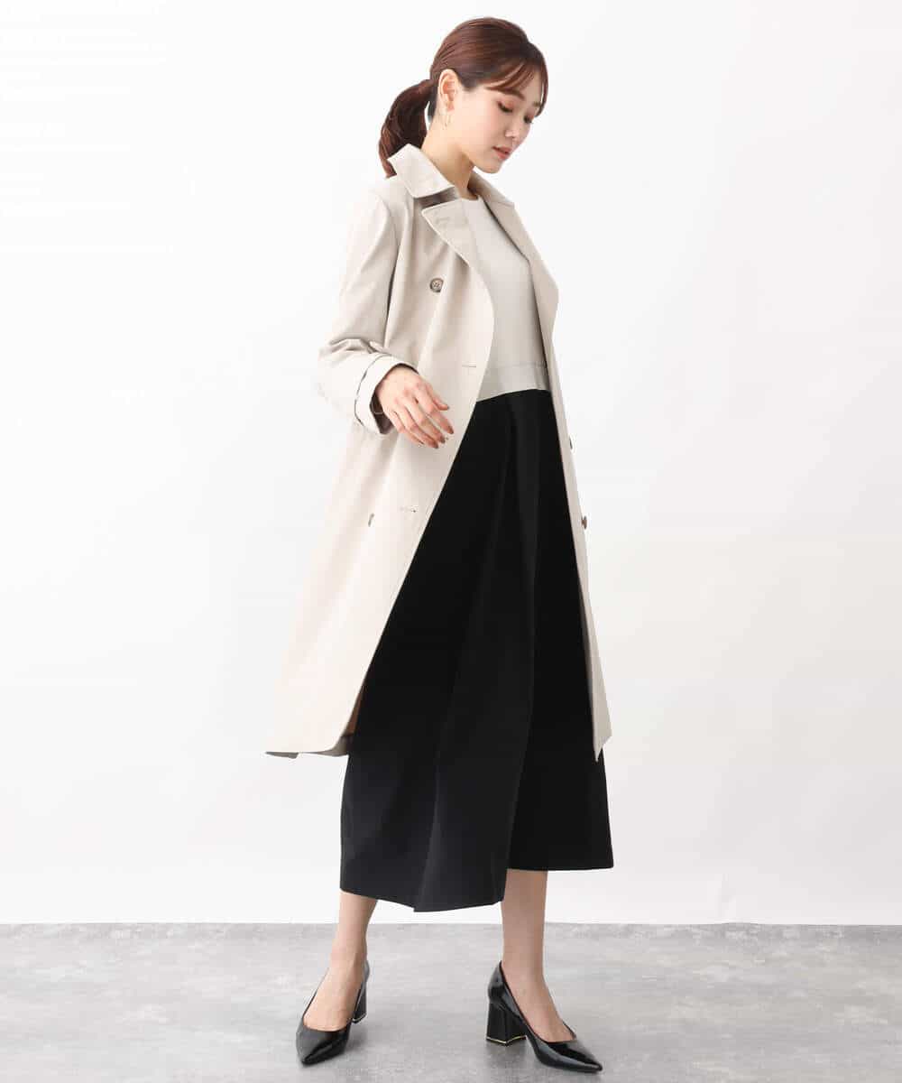 FKPFV11190 MK MICHEL KLEIN(MK ミッシェルクラン) ニット×タフタコンビワンピース/洗える ホワイト×ブラック